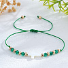 Adjustable Glass & Brass Beads Braided Bead Bracelets KF3798-1-1