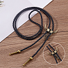 4Pcs 2 Colros Retro Alloy Pendant Black PU Leather Lariat Bolo Tie Necklaces NJEW-ME0001-11A-3
