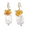 Natural Amber Dangle Earrings EJEW-JE07055-2