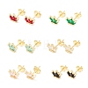 Brass Micro Pave Cubic Zirconia Stud Earring EJEW-C021-02G-1