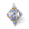 Oriental Blue and White Porcelain Style Lantern Beaded Links Connector Charms PALLOY-MZ01187-1