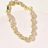 Teardrop Brass Micro Pave Clear Cubic Zirconia Link Chain Bracelets for Women BJEW-C156-07A-G-3