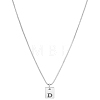 1Pc Stainless Steel Letter Rectangle Pendant Necklaces NJEW-LP0001-34D-P-1