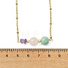 Round Natural Amazonite & Madagascar Rose Quartz & Chip Natural Amethyst Beaded Pendant 304 Stainless Steel Satellite Chain Necklaces for Women NJEW-JN06158-02-4