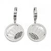 Flat Round with Sunflower 304 Stainless Steel Dangle Earrings EJEW-L283-058P-1