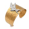 Textured 304 Stainless Steel Cuff Bangles for Women BJEW-C158-01B-GP-2