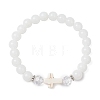 Round Spray Painted Imitation Jade Glass Beads Stretch Bracelets for Women BJEW-JB12881-02-2