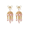 3 Pairs Handmade Glass Seed Beads Dangle Stud Earrings EJEW-MZ00708-3