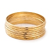 7Pcs PVD Vacuum Plating 304 Stainless Steel Textured Ring Bangles Set for Women BJEW-A011-11D-G-1