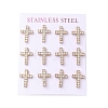 Ion Plating(IP) 304 Stainless Steel Cross Stud Earrings EJEW-C099-10RG-1