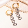304 Stainless Steel Flat Round Link Chain Tassel Hoop Earrings WGAE672-03-2
