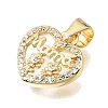 Mother's Day Brass Micro Pave Clear Cubic Zirconia Pendants KK-E802-20G-2