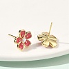 Flower Brass & ABS Plastic Pearl Stud Earrings EJEW-P336-07G-02-3