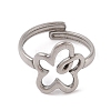 Non-Tarnish 304 Stainless Steel Hollow Flower Cuff Ring for Women RJEW-G322-07P-2