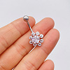 304 Stainless Steel Micro Pave Cubic Zirconia Belly Rings WGADED5-12-1