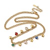 304 Stainless Steel Rhinestone Heart Tassel Twisted Chain Necklaces for Women NJEW-V010-01G-05-1