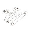 304 Stainless Steel Oval Pendant Necklaces & Bracelets & Stud Earrings Sets SJEW-P008-02P-5