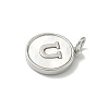 Brass Pave Natural Shell Flat Round with Letter Charms KK-Z115-13P-U-2