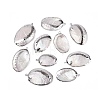 Electroplate Natural Paua Shell Pendants SSHEL-Q100-15P-1