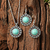 Bohemian Style Zinc Alloy & Synthetic Turquoise Pendant Necklaces & Dangle Earrings Sets WG40DB6-07-1