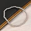 Brass Round Beaded Stretch Bracelets for Men Women BJEW-B148-05B-P-3