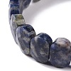 Natural Blue Spot Jasper Oval Beaded Stretch Bracelet G-E010-01C-3