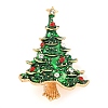 Christmas Tree Theme Zinc Alloy with Rhinestone Brooches JEWB-B018-02G-01-1