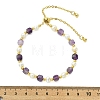 Adjustable Natural Amethyst & Cultured Freshwater Pearl Beads Slider Bracelets for Women BJEW-JB13609-02-2
