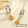 Christmas 304 Stainless Steel Clear Cubic Zirconia Two Tone Hoop Earrings FS-WG279DA-03-1