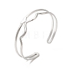 304 Stainless Steel Heart Wave Cuff Bangles BJEW-L682-028P-3
