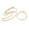 304 Stainless Steel Link Paperclip Chain Bracelet & Necklace Jewelry Sets SJEW-L199-05G-4