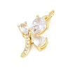 Brass Micro Pave Clear Cubic Zirconia Pendants KK-E798-08B-G-2