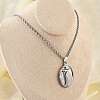 304 Stainless Steel Embossed Virgin Mary Pendant Rope Chain Necklaces NJEW-S387-08P-2