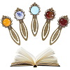 5Pcs Mixed Natural & Synthetic Round Gemsotne Bookmarks AJEW-OC0016-56A-1