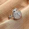 Brass Micro Pave Cubic Zirconia Adjustable Open Cuff Rings for Women RJEW-A072-01A-P-1
