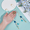 2Pcs Glass Bead & Natural Dyed Malaysia Jade & Natural Amazonite & Alloy Pendant Decorations HJEW-DC00168-2