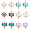 10Pcs 5 Colors Glass Connector Charms GLAA-HY0001-11-1