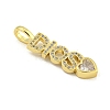 Word DIOS Rack Plating Brass Micro Pave Clear Cubic Zirconia Pendants KK-Z053-11G-02-2