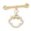 Brass Micro Pave Clear Cubic Zirconia Toggle Clasps KK-N254-76G-3