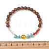 Wood & Natural Quartz Crystal & Carnelian & Synthetic Turquoise Beaded Stretch Bracelets for Women BJEW-TA00730-4