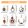 FIBLOOM 6 Pairs 6 Style Flower & Ring & Teardrop & Leaf Alloy Dangle Earrings Sets with Enamel EJEW-FI0001-62-2