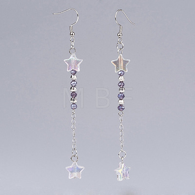 Glass Beaded Dangle Earrings EJEW-JE02564-01-1