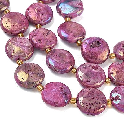 Electroplated Natural Druzy Geode Crystal Beads Strands G-G459-04I-1