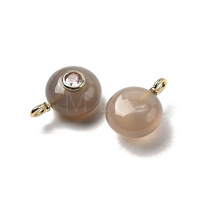 Natural Grey Agate Flat Round Pendants G-H318-01G-A-04-1
