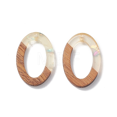Transparent Resin & Walnut Wood Pendants RESI-XCP0001-92-1