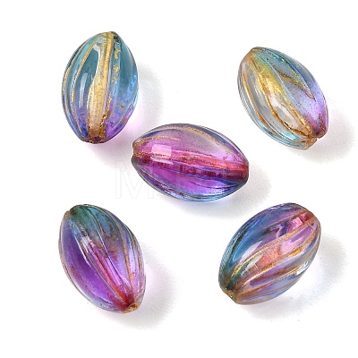 Baking Paint and Golden Metal Enlaced Glass Beads GL-CBA1477-08C-1
