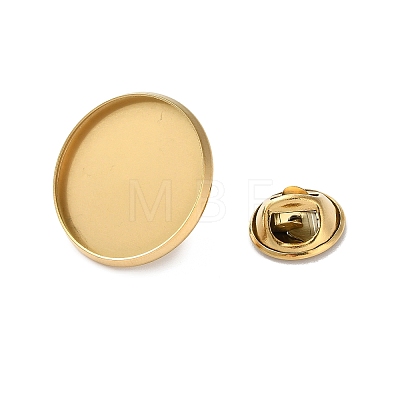 304 Stainless Steel Flat Round Brooch Brooch Base Settings STAS-S172-10B-G-1