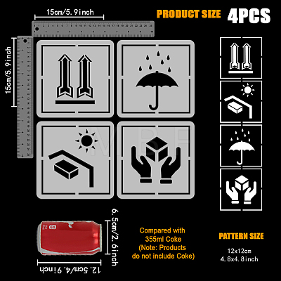 4Pcs 4 Styles PET Hollow Out Drawing Painting Stencils DIY-WH0394-0319-1