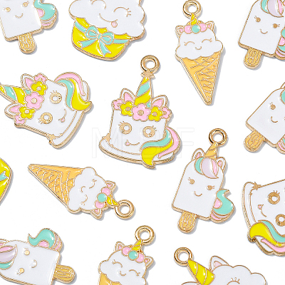 40Pcs 4 Styles Alloy Enamel Pendants ENAM-CJ0003-18-1
