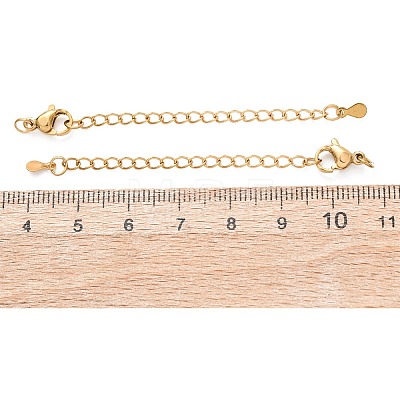304 Stainless Steel Chain Extender with Teardrop Charms STAS-G383-01G-1